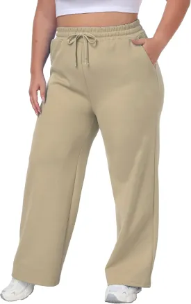 A-Wintage Women's Plus Size Wide Leg Sweatpants Elastic Waist Baggy Drawstring Lounge Pants with Pockets