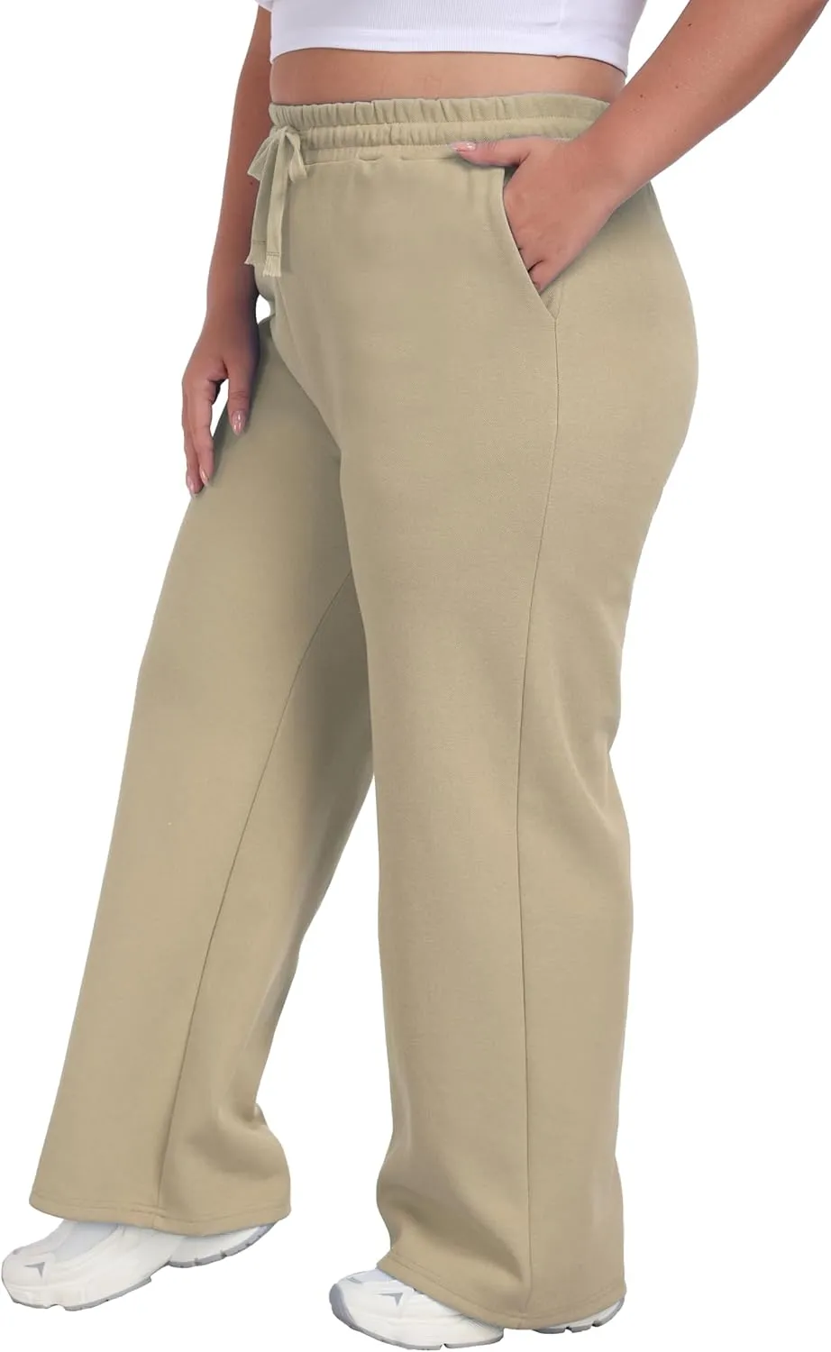 A-Wintage Women's Plus Size Wide Leg Sweatpants Elastic Waist Baggy Drawstring Lounge Pants with Pockets