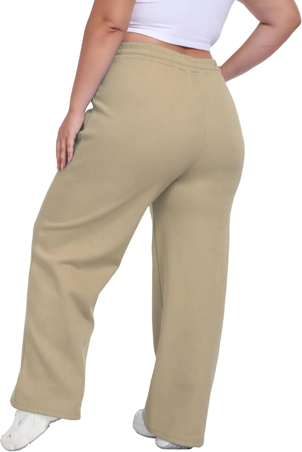 A-Wintage Women's Plus Size Wide Leg Sweatpants Elastic Waist Baggy Drawstring Lounge Pants with Pockets