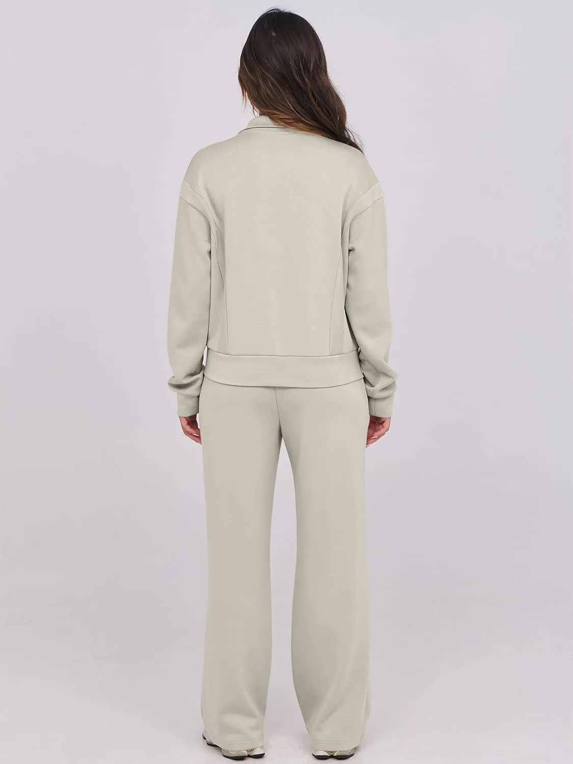 ANRABESS Lounge Sets for Women 2 Piece Outfits Sweatsuit Fall Zip Up Sweatshirts Wide Leg Pants Matching Sweat Set Tracksuit