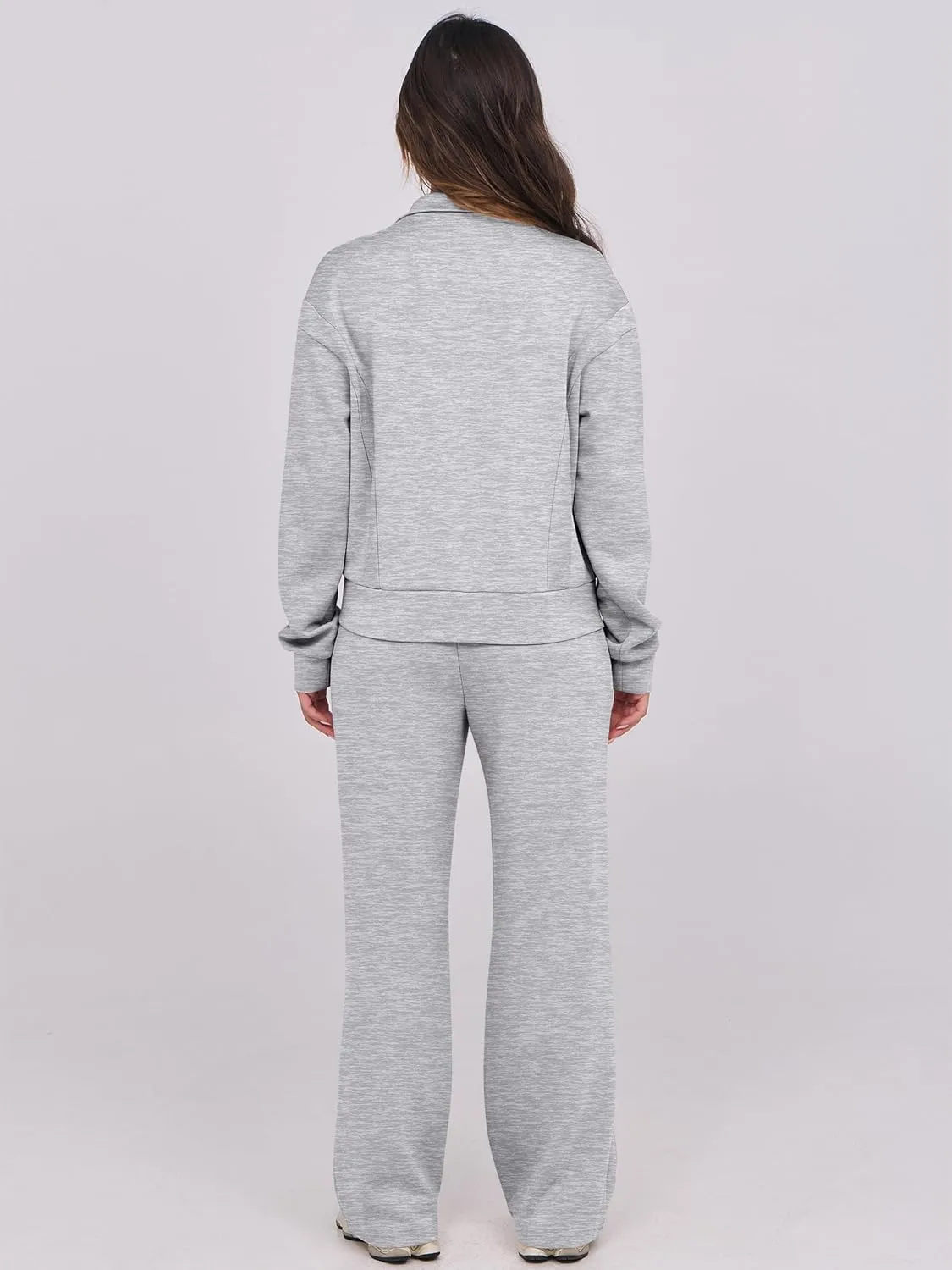 ANRABESS Lounge Sets for Women 2 Piece Outfits Sweatsuit Fall Zip Up Sweatshirts Wide Leg Pants Matching Sweat Set Tracksuit