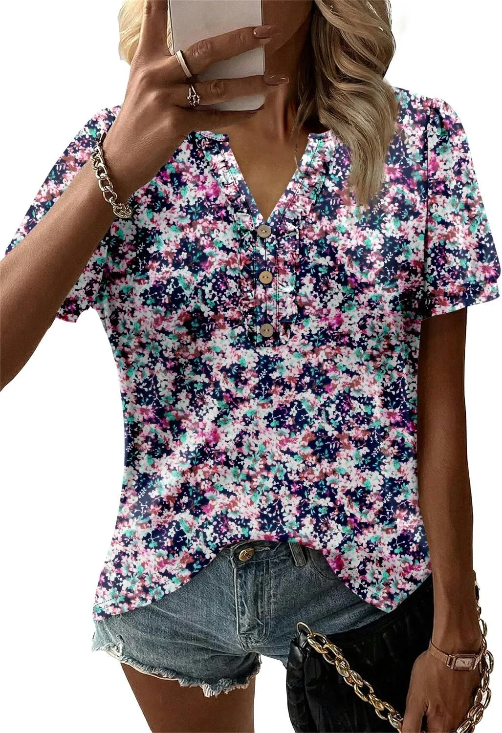 BETTE BOUTIK Womens Summer Tunic Tops Short Sleeve Trendy Shirts Casual Blouse