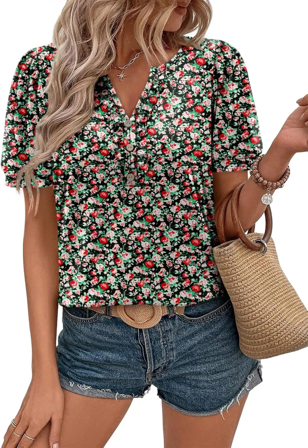 BETTE BOUTIK Womens Summer Tunic Tops Short Sleeve Trendy Shirts Casual Blouse