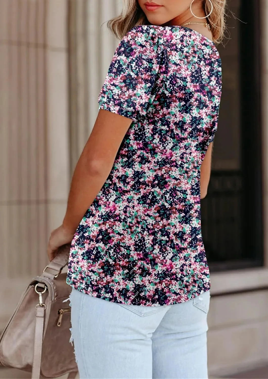 BETTE BOUTIK Womens Summer Tunic Tops Short Sleeve Trendy Shirts Casual Blouse