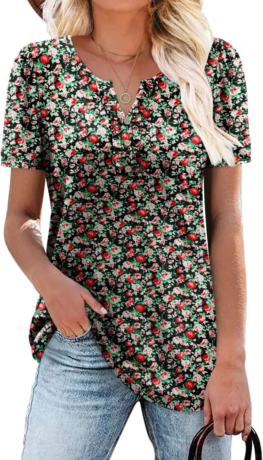 BETTE BOUTIK Womens Summer Tunic Tops Short Sleeve Trendy Shirts Casual Blouse