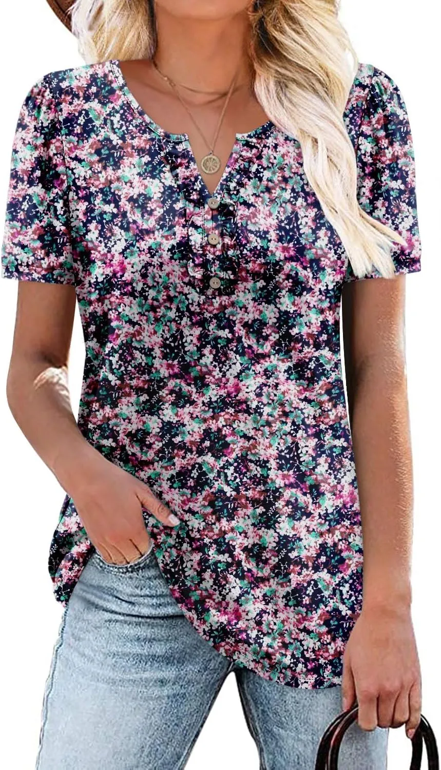 BETTE BOUTIK Womens Summer Tunic Tops Short Sleeve Trendy Shirts Casual Blouse
