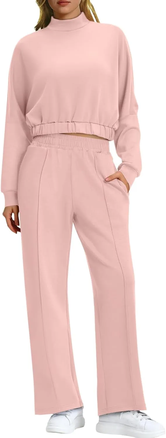 Bloggerlove Womens 2 Piece Outfits Lounge Set Long Sleeve Zip Up Sweatshirt Wide Leg Sweatpants Fall Matching Sweatsuit