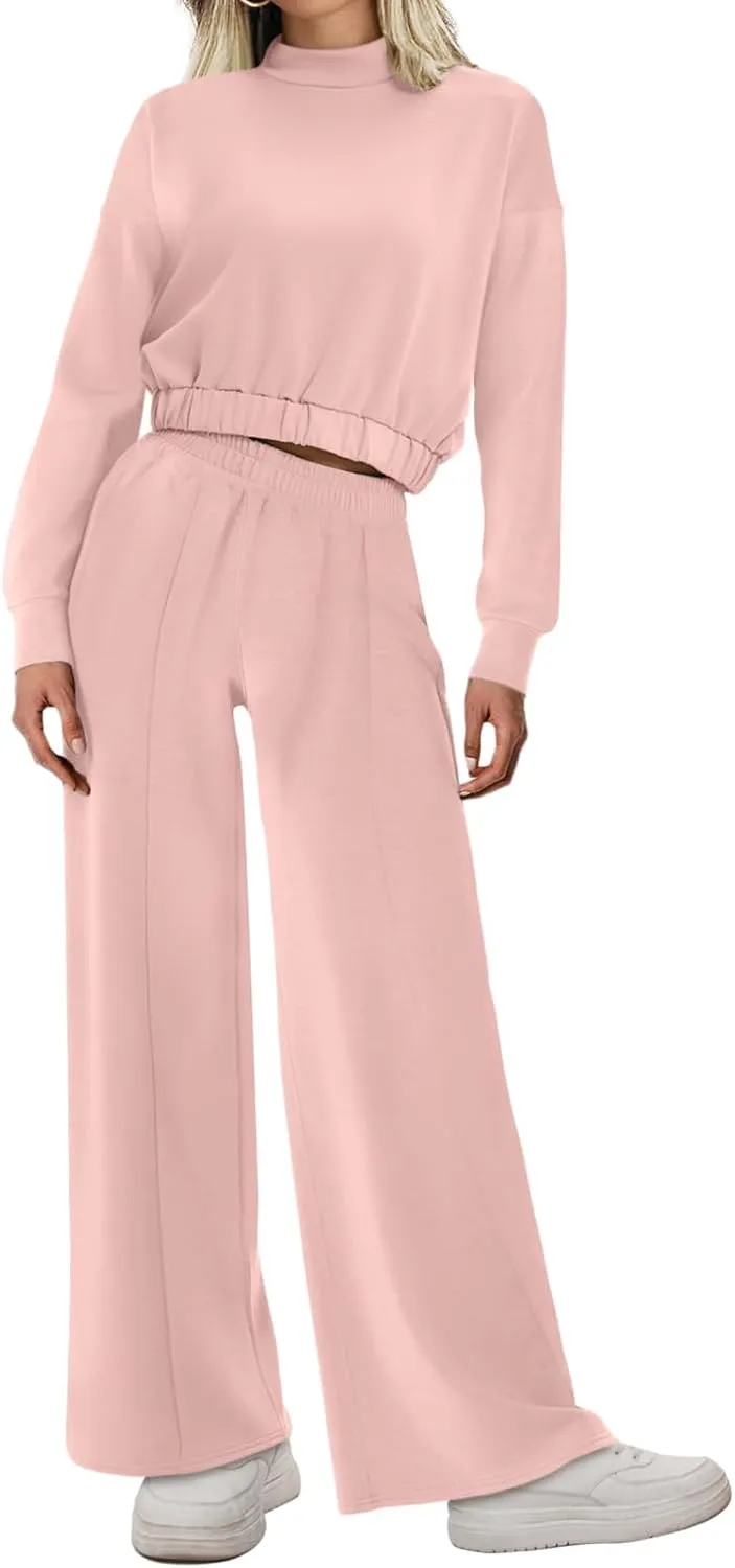 Bloggerlove Womens 2 Piece Outfits Lounge Set Long Sleeve Zip Up Sweatshirt Wide Leg Sweatpants Fall Matching Sweatsuit