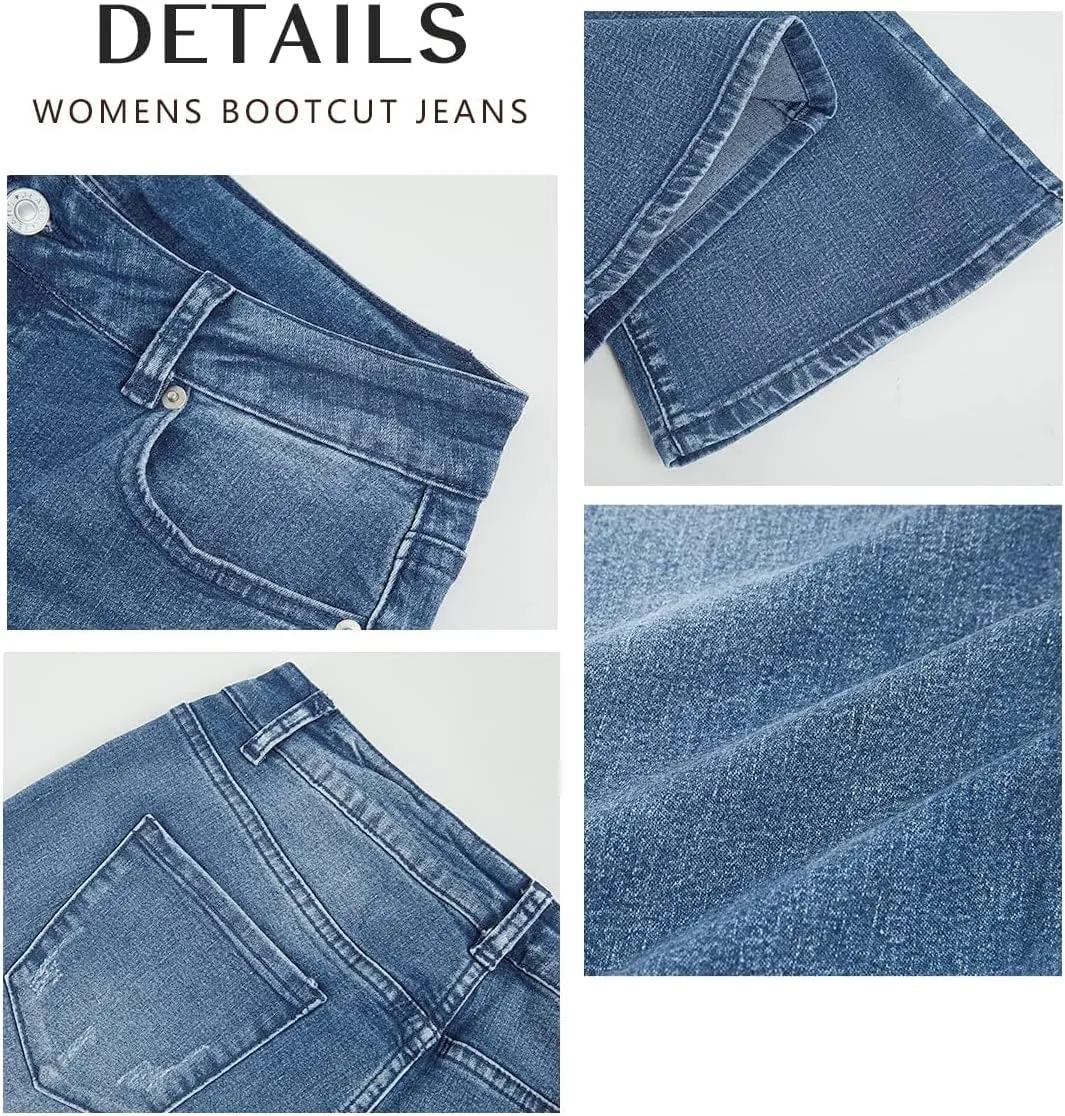 Cicy Bell Womens Flare Jeans High Waisted Stretch Baggy Trendy Boyfriend Bootcut Denim Pants