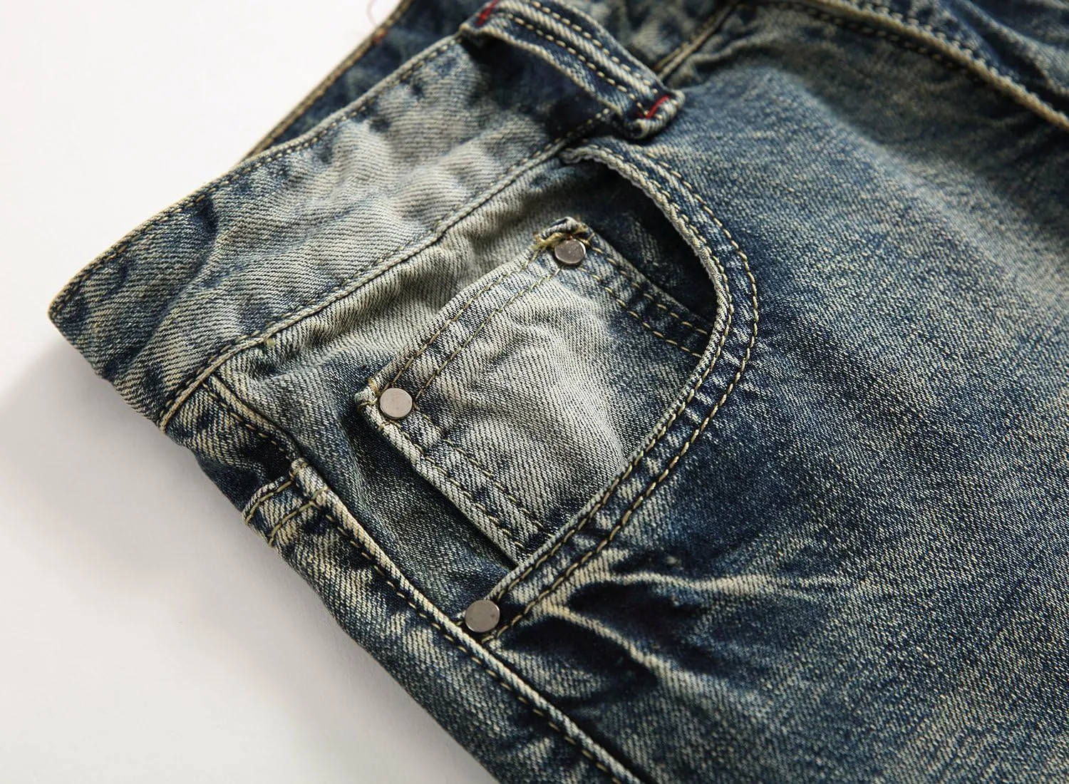 DANT BULUN Men's Ripped Distressed Destroyed Slim Fit Straight Leg Denim Jeans