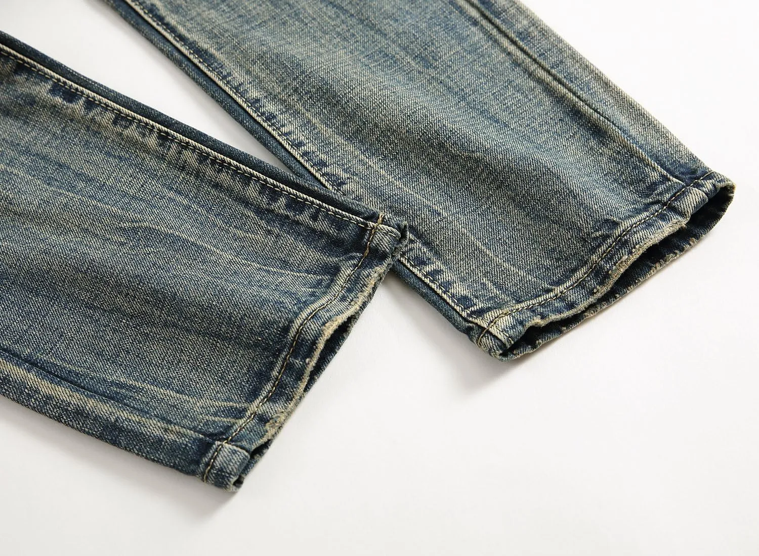 DANT BULUN Men's Ripped Distressed Destroyed Slim Fit Straight Leg Denim Jeans