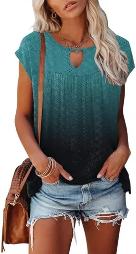 ETCYY Womens Summer Tops 2025 Casual Dressy Cap Sleeve Shirts Trendy Pleated Fashion Boho Floral Print Loose Fit Blouse