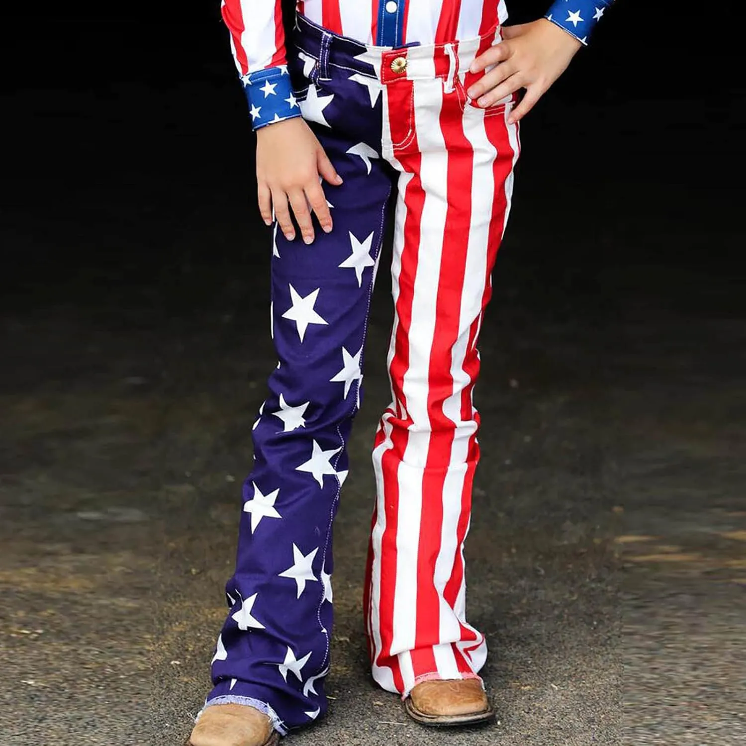 Flare Jeans for Women High Waisted Stretchy American Flag Bell Bottoms Denim Flare Pants 4th of July Patriotic Trouser