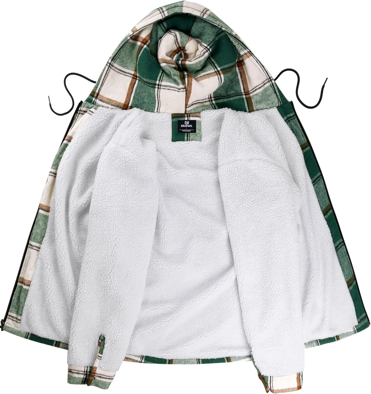 G Gradual Men's Flannel Jacket Fleece Sherpa Lined Hoodies Zip Up Plaid Shirt Warm Winter Jackets for Men with Zipper Pockets