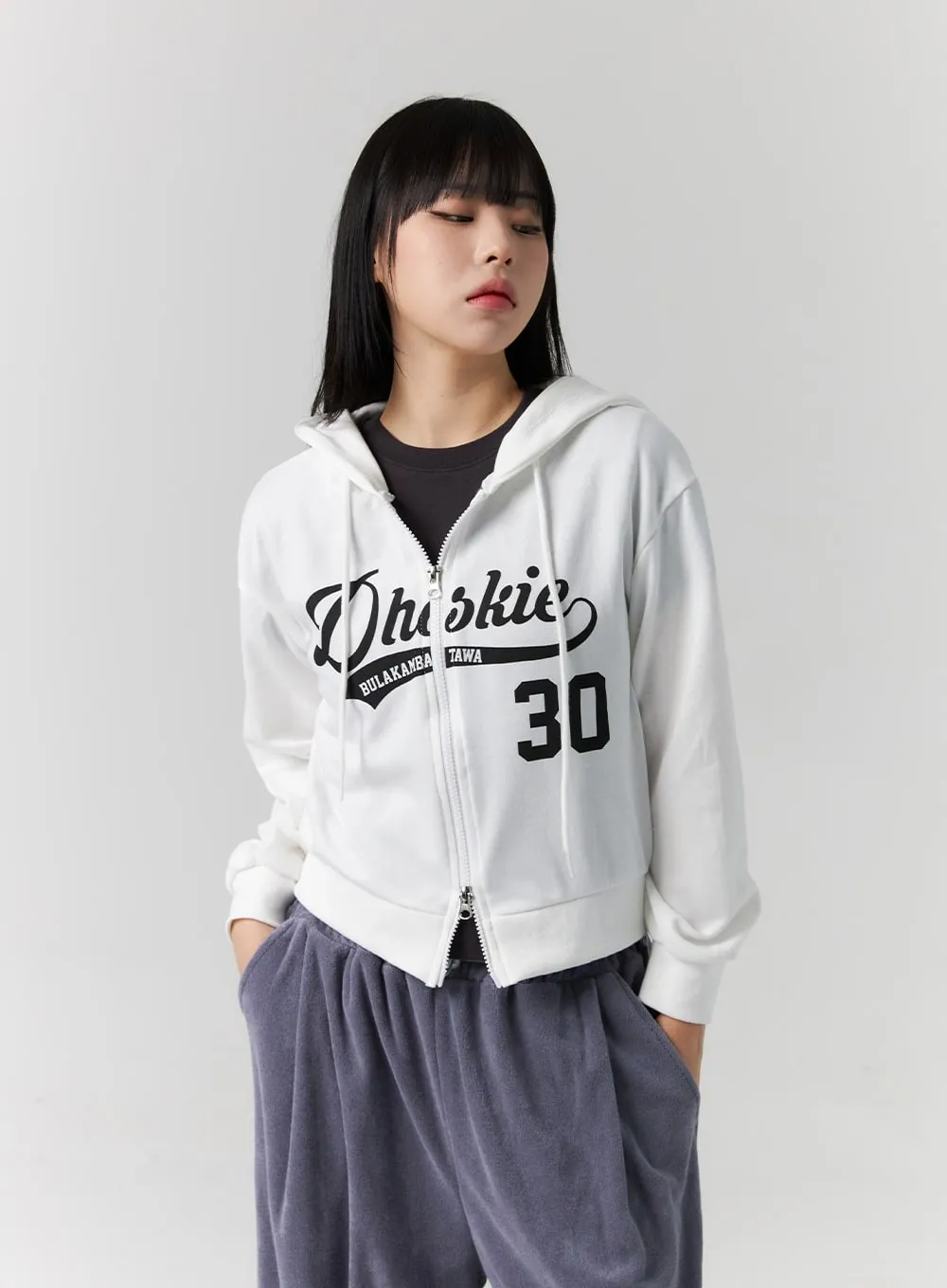 Graphic Print Zip-Up Hoodie CS312