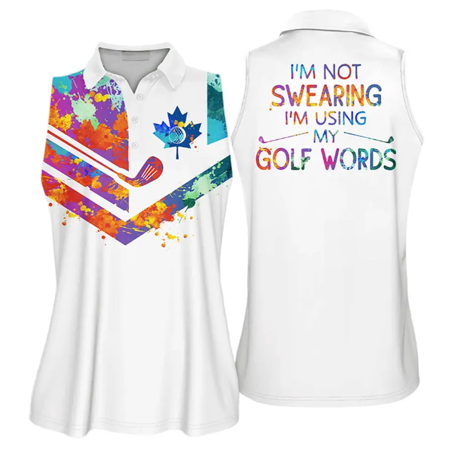 Never Underestimate An Old Woman With A Gold Club Vintage Black And White Sleeveless Polo Shirt