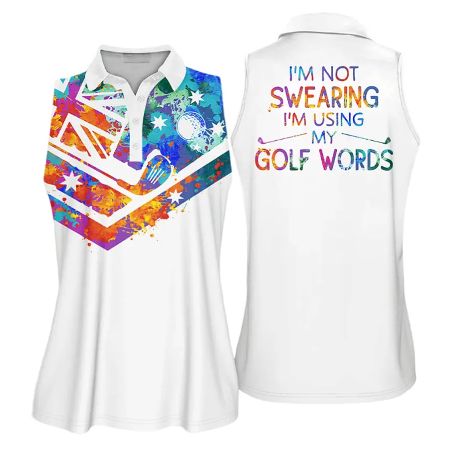 Never Underestimate An Old Woman With A Gold Club Vintage Black And White Sleeveless Polo Shirt