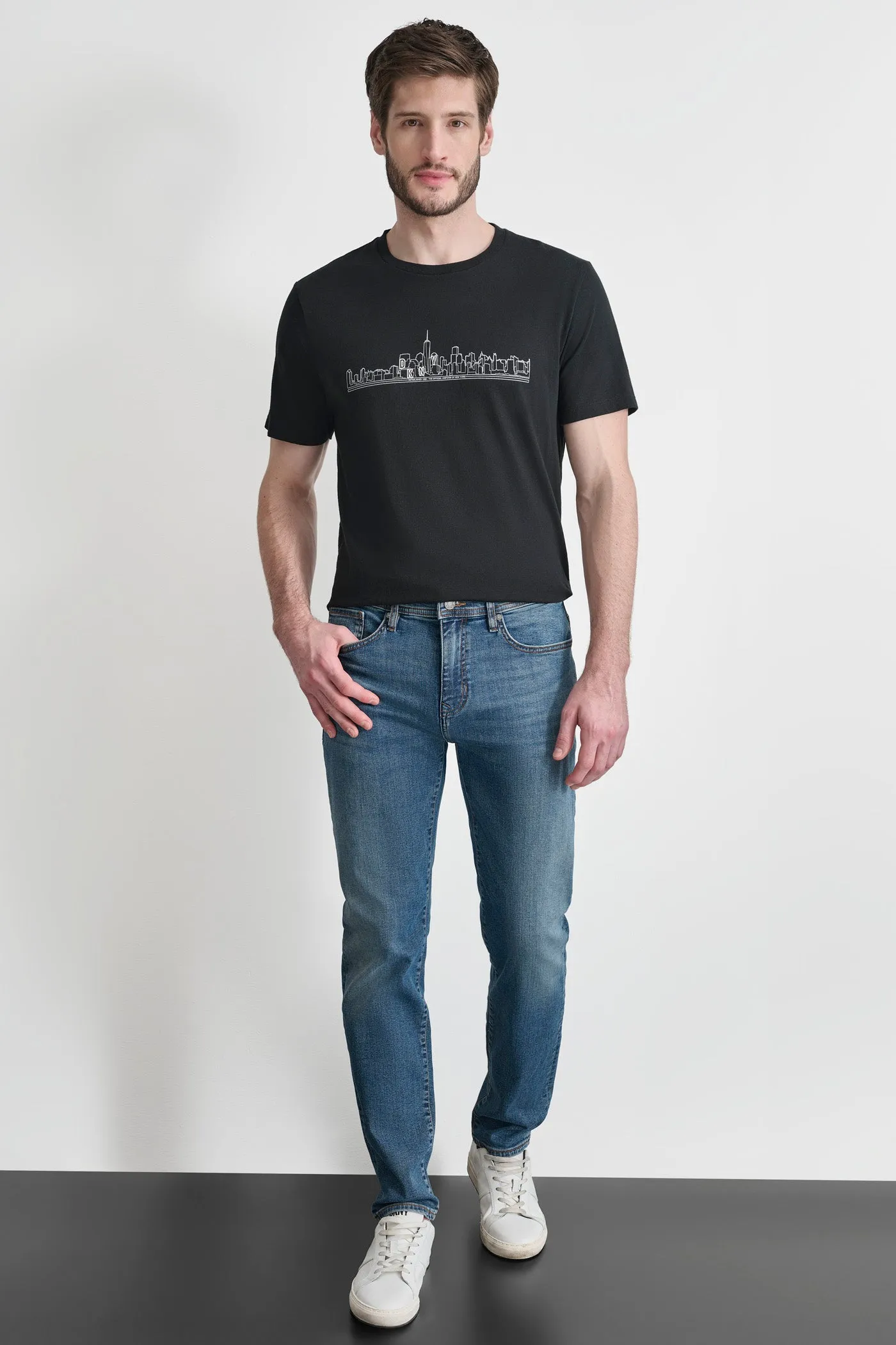 Slim Straight Mid Wash Denim