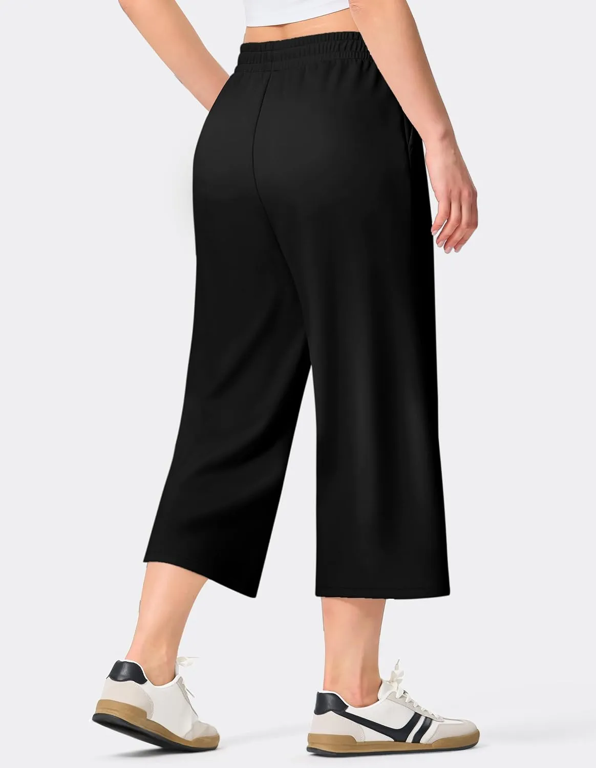 SPECIALMAGIC Capri Pants for Women Wide Leg Yoga Cropped Pants with Pockets 22" High Waist Lounge Yoga Casual