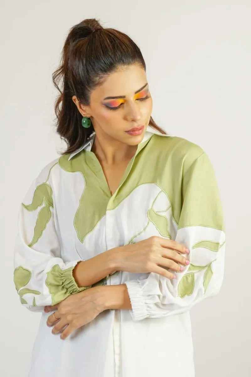 Urooj Atelier - Article 09 - White and green  - 2 Piece