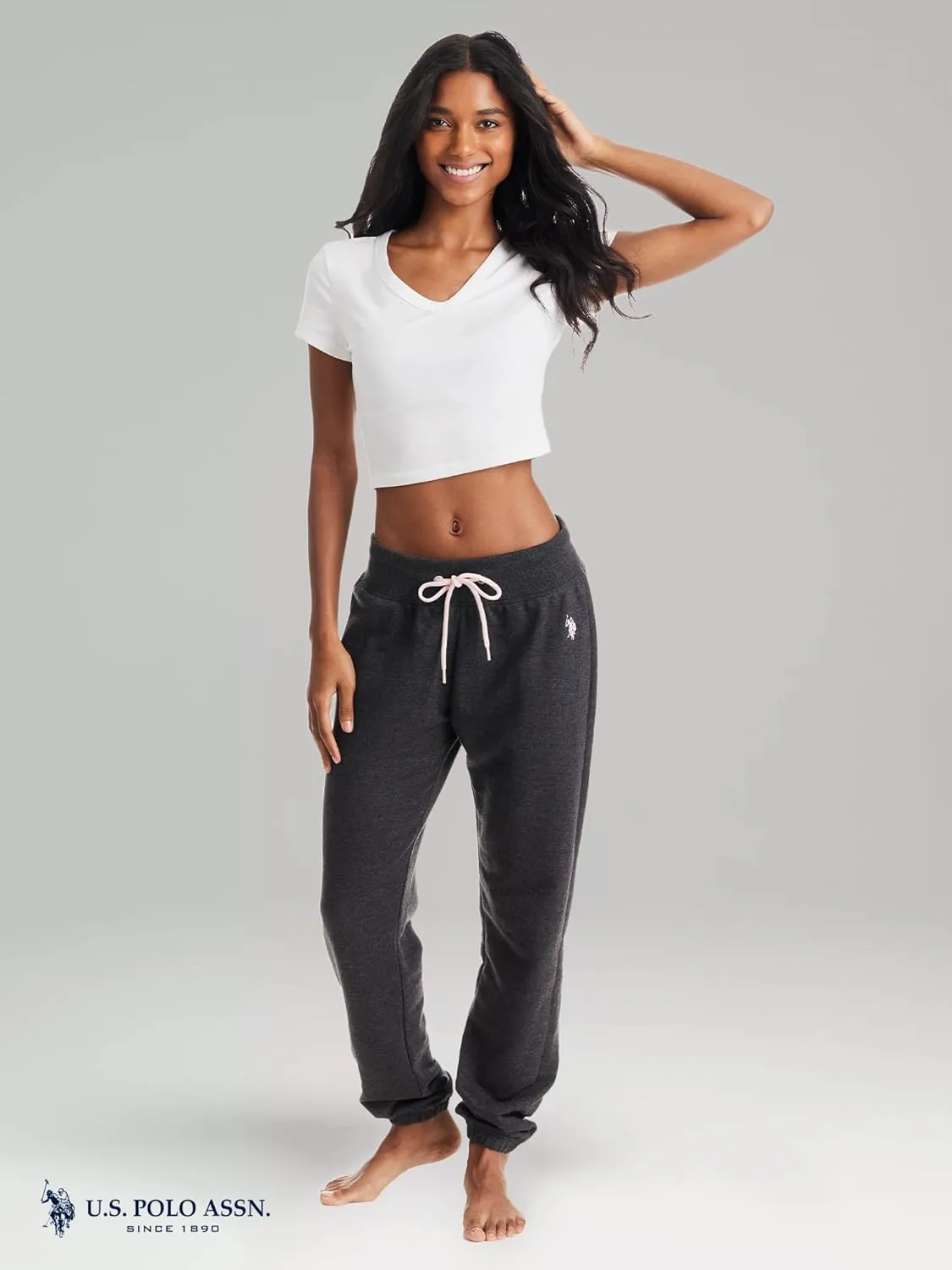 U.S. Polo Assn. Womens Sweatpants - French Terry Lounge Pants Sweats - Breathable, Comfy Joggers for Women No Pockets