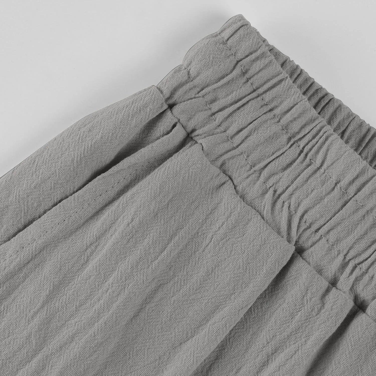Women Linen Pants Casual Loose Elastic Waistband Boho Cropped Palazzo Beach Pants Summer Outfits 2025
