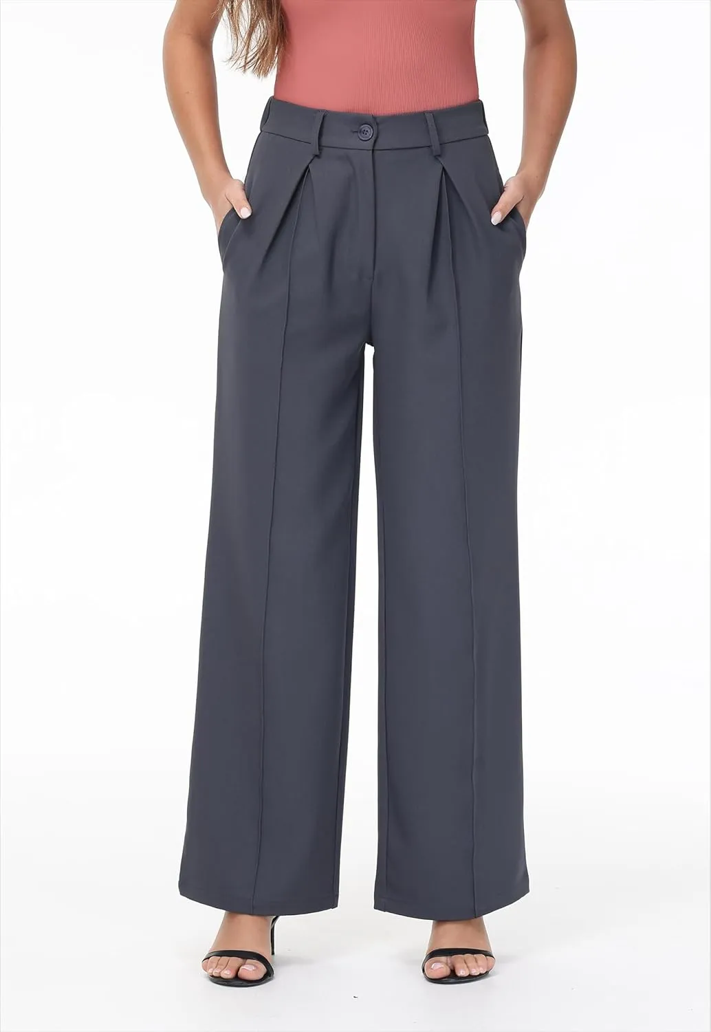 Women Wide Leg High Waisted Flowy Dress Pants Workout Casual Trousers