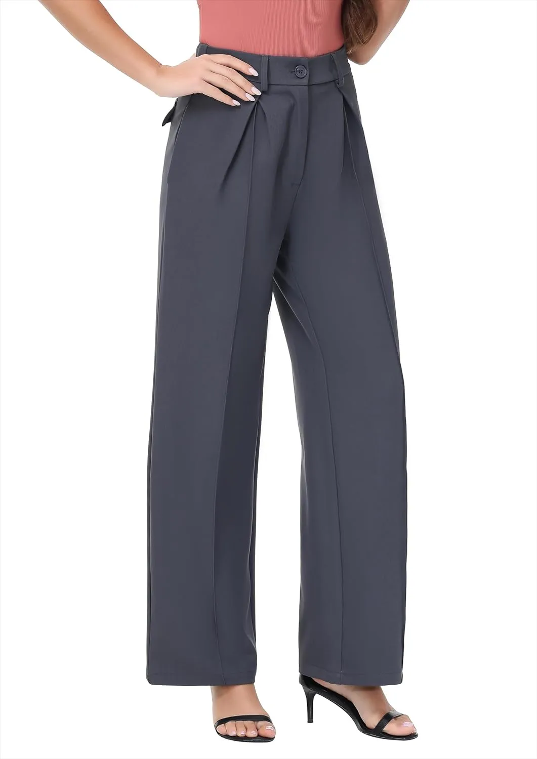 Women Wide Leg High Waisted Flowy Dress Pants Workout Casual Trousers
