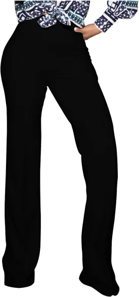 Women's High Waisted Stretchy Bootcut Pull On Dress Pants Casual Work Pants Fitted Trousers