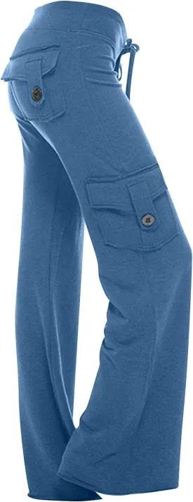 Xiaojmake Wide Leg Cargo Pant with Pockets Women High Waisted Bootcut Yoga Pants Casual Plus Size Stretch Flare Leggings 2025